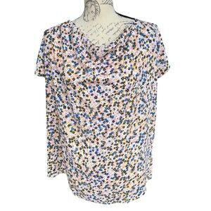 NWT Pink and blue floral design blouse, size XL